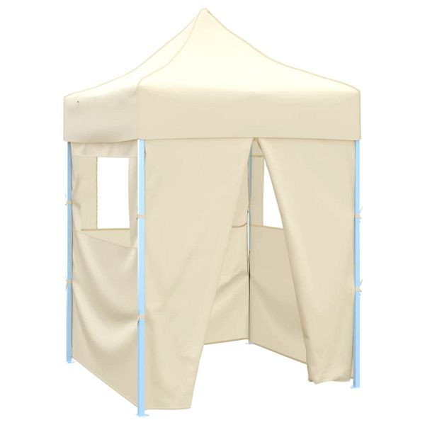 vidaXL Profi-Partyzelt Faltbar mit 4 Seitenwänden 2×2m Stahl Creme, 48882