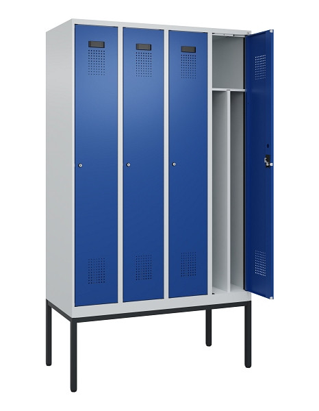 C+P Spind Evolo PLUS, Gestell, 4 Abteile, 2120x1200x500mm, 7035/5010, Verschluss Zylinderschloss, 0490307-40F S10033