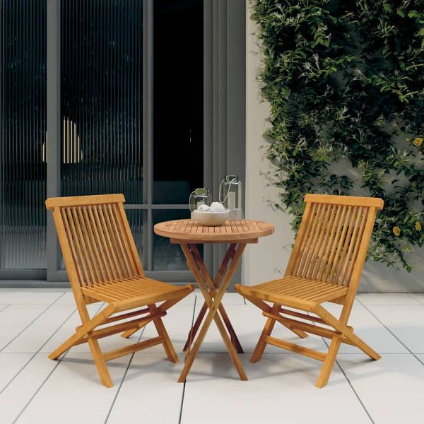 vidaXL 3-teilig Garten-Essgruppe Massivholz Teak, 3087186