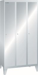 LISTA Garderobenschrank (BxTxH) 900x500x1850mm 3 Abteile, glatte Tür, Farbe: Lichtgrau, Zylinderschloss, 94.450.020