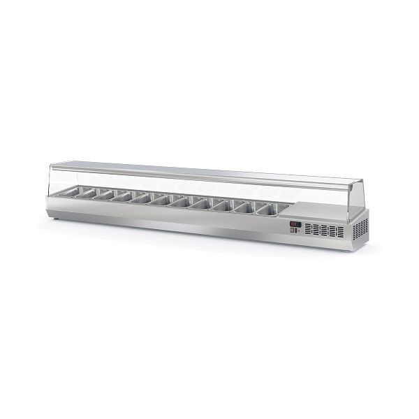 Vaiotec TOPLINE Kühlaufsatz mit Glasabdeckung 11xGN1/3, 2545 x 396 mm, 11888