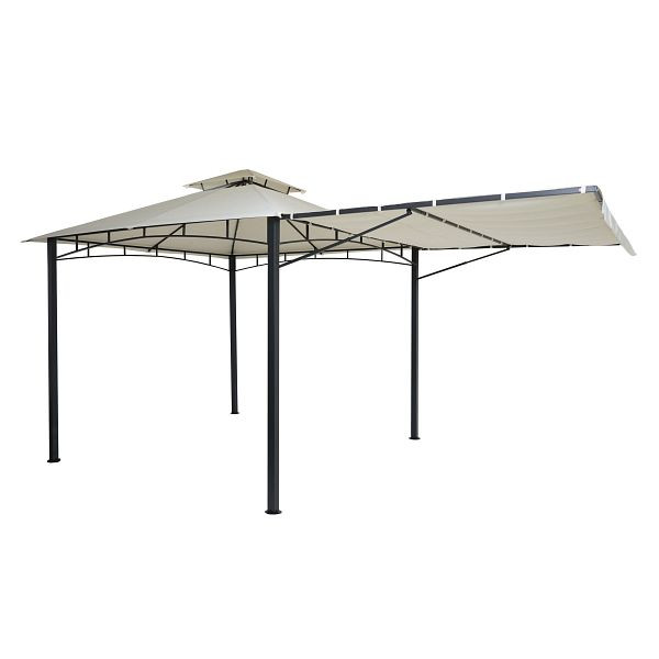 Mendler Pergola HWC-F94, Garten Pavillon, Stahl bewegliche Seitenwand 2,5x2,5m, creme-beige, 70677