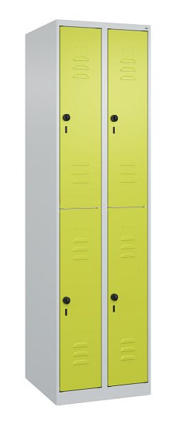 C+P Doppelstöckiger Spind Classic PLUS, 2 Abteile, 1850x500x500mm, 7035/0024, Drehriegel, 080300-29 S10009