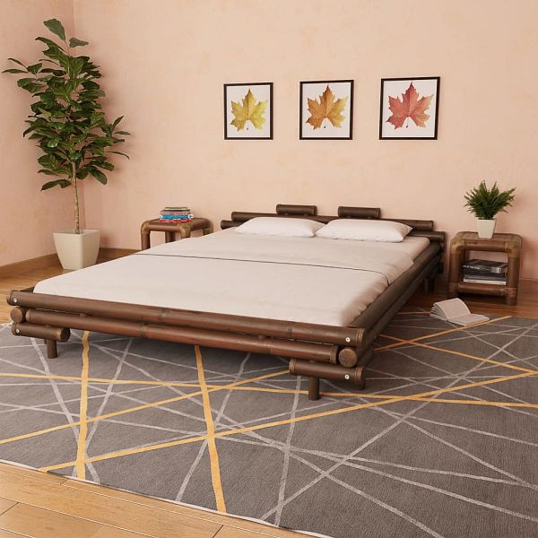 vidaXL Bettgestell Dunkelbraun Bambus 160×200 cm, 247294