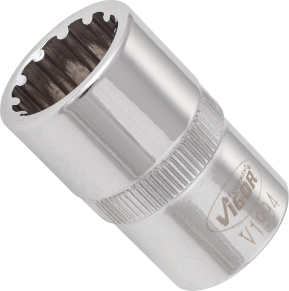 VIGOR Multiprofil Steckschlüsseleinsatz, Vierkant hohl 12,5 mm (1/2 Zoll), Multiprofil, 16 mm, V1994