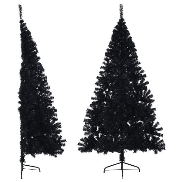 vidaXL Künstlicher Halb-Weihnachtsbaum mit Ständer Schwarz 180 cm PVC, 344677
