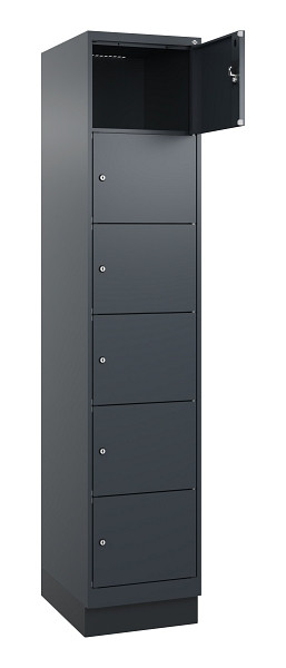 C+P Schließfachschrank Evolo PLUS, mit Sockel, 6 Fächer, 1950x400x500mm, 7016/70, Frontfarbe RAL 7016 Anthrazitgrau, 049020-126 S10016