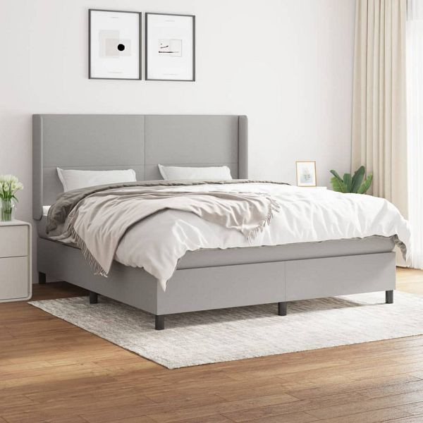 vidaXL Boxspringbett mit Matratze Hellgrau 180x200 cm Stoff, 3131289