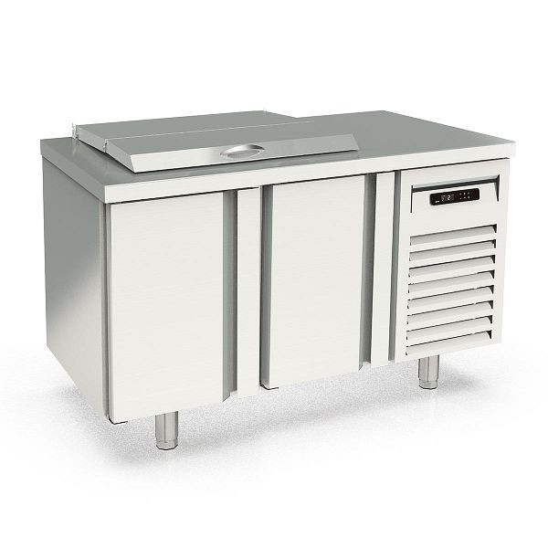 Vaiotec TOPLINE Saladette 700 / 2-fach mit Türen, Edelstahldeckel, GN 1/6, Breite: 1345 mm, 11611