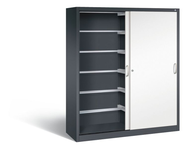 C+P Schiebetürenschrank Acurado, H1950xB1600xT500mm, Farbe: Schwarzgrau / Verkehrsweiß, Bügelgriff, 2150-60 S10033