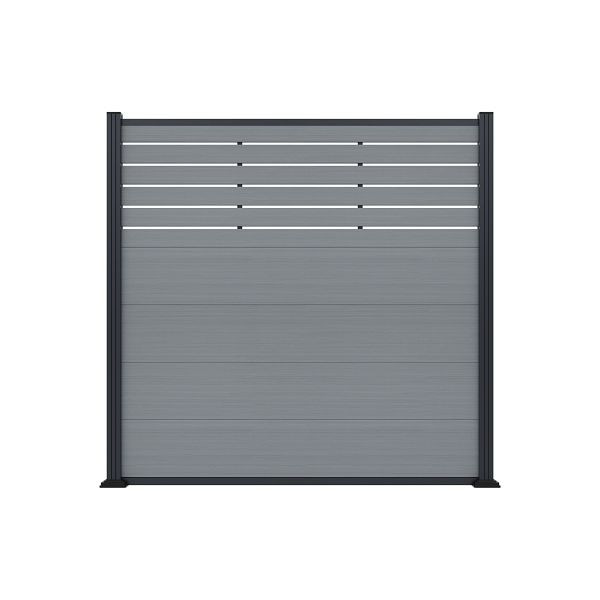 T&J MALCHOW WPC-Steckzaunset, 180 x 180 cm, smoke white, coextrudiert, inkl. 12 Alu-Abstandhalter und Start- Abschlussleiste smoke white, 45427