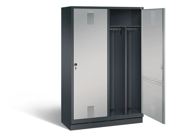 C+P Schwarz-Weiss-Spind Evolo, H1800xB1190xT500mm, Farbe: Schwarzgrau / Weißaluminium, 48220-40 S10061