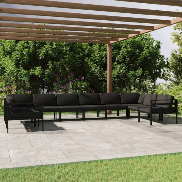 vidaXL 10-teilig Garten-Lounge-Set mit Kissen Aluminium Anthrazit, 3107816