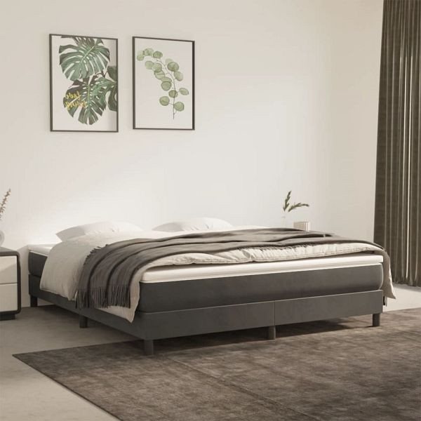 vidaXL Bettgestell Dunkelgrau 160x200 cm Samt, Material: Samt (100% Polyester), Sperrholz, Holzwerkstoff, 3120779