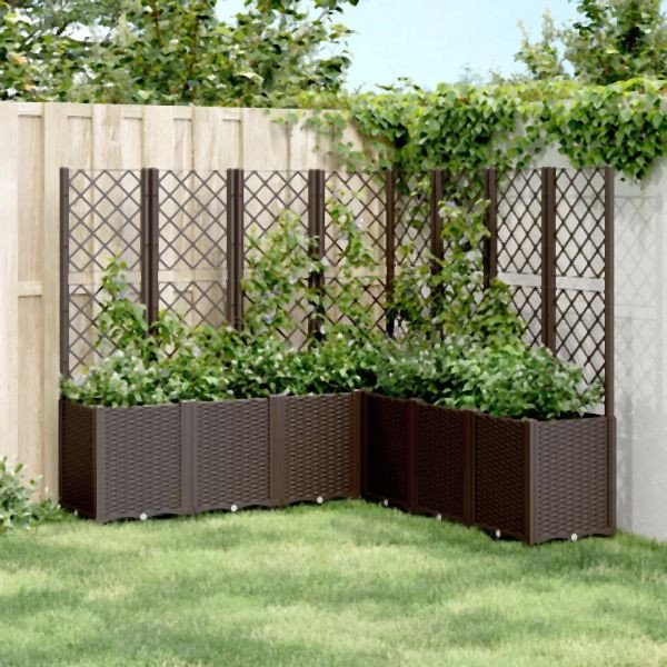 vidaXL Pflanzkübel mit Rankgitter Braun 160x160x140 cm PP, 367885
