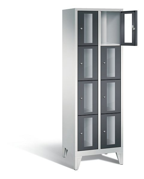 C+P Schließfachschrank Classic, H1850xB610xT500mm, Farbe: Lichtgrau / Schwarzgrau, 8010A204 S10006