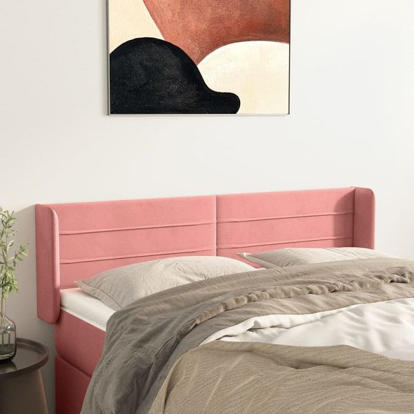 vidaXL Kopfteil mit Ohren Rosa 147x16x78/88 cm Samt, 3118961