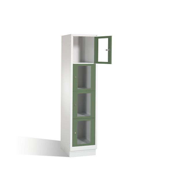 C+P Schließfachschrank Classic, H1800xB420xT500mm, Farbe: Lichtgrau / Resedagrün, 8020A124 S10004