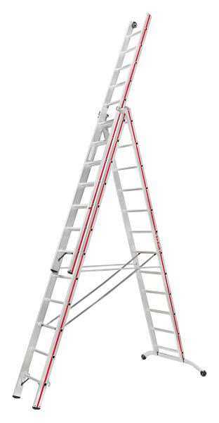 HYMER Mehrzweckleiter, dreiteilig, 3x12 Sprossen, Länge eingefahren 3,63 m / ausgefahren 8,66 m, 604736