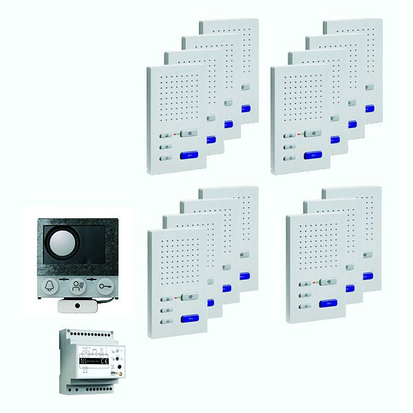 TCS audio:pack Einbau für 15 Wohneinheiten, mit Einbaulautsprecher ASI12000 + 15x Freisprecher ISW3030 + Steuergerät BVS20, PAIF150/004