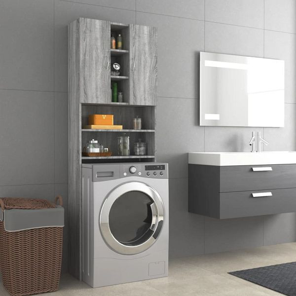 vidaXL Waschmaschinenschrank Grau Sonoma 64x25,5x190 cm, 815958