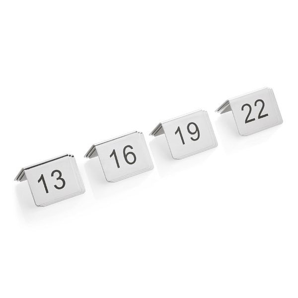 WAS Tischnummernschild Set, 12-teilig, 13-24, Chromnickelstahl, VE: 4 Stück, 1432024