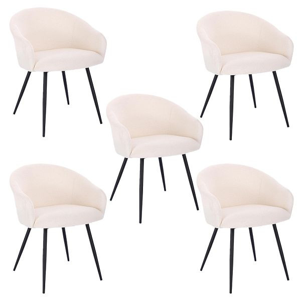 HOME DELUXE Esszimmerstuhl CELESTE Bouclé Weiß - Stückzahl: 5, 55964