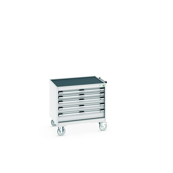 bott cubio Schubladenschrank mobil bestückt, mit 5 Schubladen, BxTxH: 800x650x785mm, RAL 7035/7035, Lichtgrau, 40402107.16V