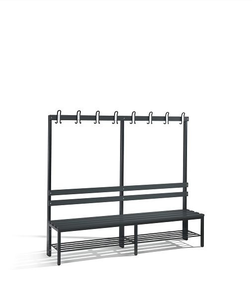 C+P Garderobenbank einseitig Basic, H1650xB1960xT400mm, mit Schuhrost, 8052-110 S10083