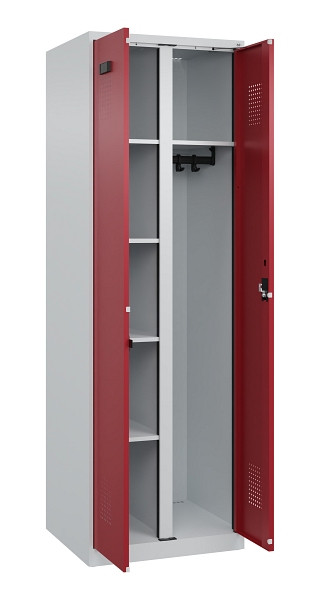 C+P Wäsche-/Garderobenspind Evolo PLUS, 2 Abteile, 1850x600x500mm, 7035/3003, Zylinderschloss, 049600-20 S10031