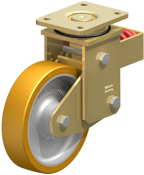 Blickle LSFN-GTH 200K Stahlgeschweißte Schwerlast-Lenkrolle mit Stahlfeder, Blickle Extrathane®, Hellbraun, 282616