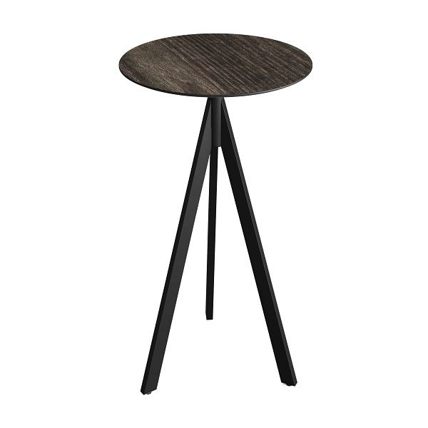Feros Infinity Tripod Stehtisch Schwarz frame + Riverwashed Wood HPL Tischplatte Ø70 cm, 140041470