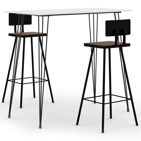vidaXL 3-teilig Bar-Set Farbe Weiß, 3057832, 8720286191675