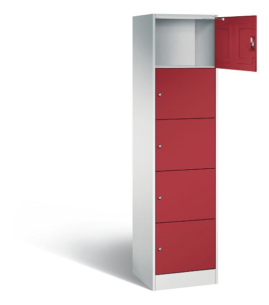 C+P Schließfachschrank Serie 8070, H1950xB460xT480mm, Farbe: Lichtgrau / Rubinrot, 82700-10 S10010