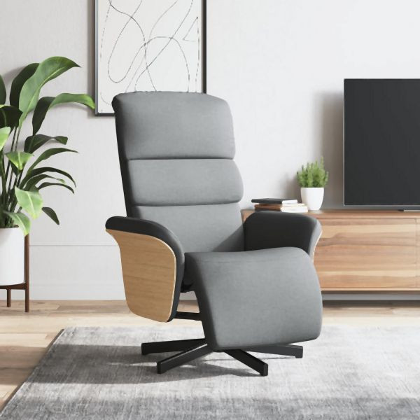 vidaXL Relaxsessel mit Fußteil Hellgrau Stoff, 356601, 8721012043831