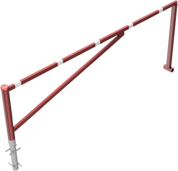 Schake Drehschranke, zum Einbetonieren, feuerverzinkt und rot beschichtet, lichte Weite: 3500 mm, für Vorhangschloss, 413_350VB