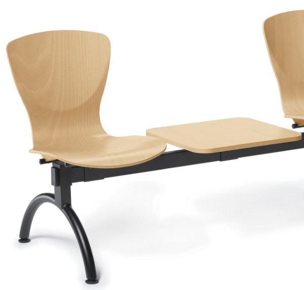 Deskin Besucherbank Tibo, Buchedekor, 1450 x 620 x 840 mm, Gestell: Schwarz, mit Tisch, 256747