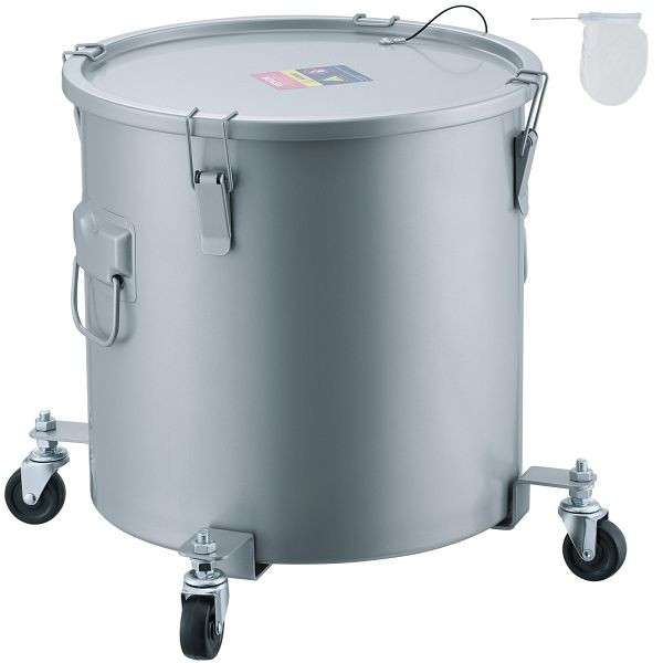 VEVOR Frittierfetteimer Ölentsorgungsbehälter 37,8 L mit Rollensockel, Rostfreie Beschichtung aus Karbonstahl, mit Deckel, Grau, DJLZGYZTTG10NGAG5V0