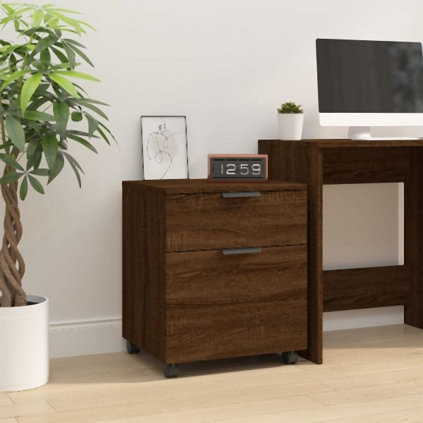 vidaXL Mobiler Aktenschrank mit Rollen Braun Eichen-Optik 45x38x54 cm, 817137