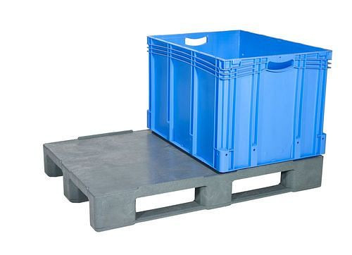 DENIOS Universalpalette, aus PE-RE, 800 x 1200 x 170 mm, 3 Kufen, mit Rand und Verstärkung, VE: 5 Stück, 312648