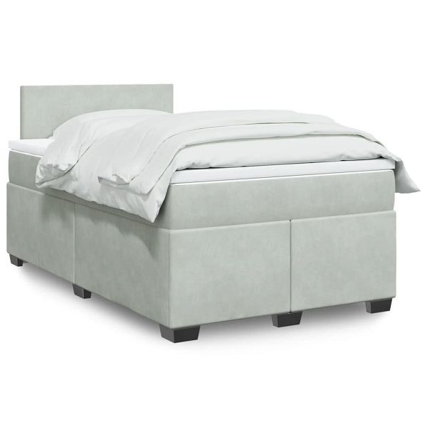 vidaXL Boxspringbett mit Matratze Hellgrau 120x190 cm Samt, 3286252