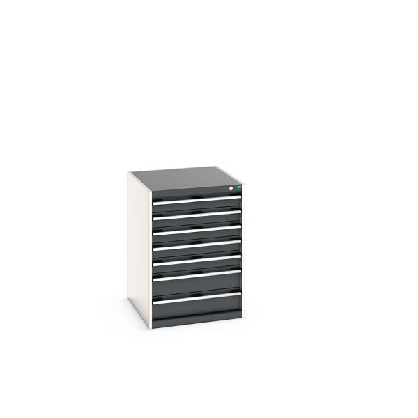 bott cubio Schubladenschrank bestückt, mit 7 Schubladen, BxTxH: 650x750x900mm, RAL 7035/7016, Anthrazitgrau, 40027090.19V