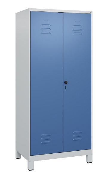 C+P Umkleidespind Classic PLUS, Doppel-Spind, Füße, 2 Abteile, 1800x800x500mm, 7035/5023, Drehriegel, 0800127-22P S10005