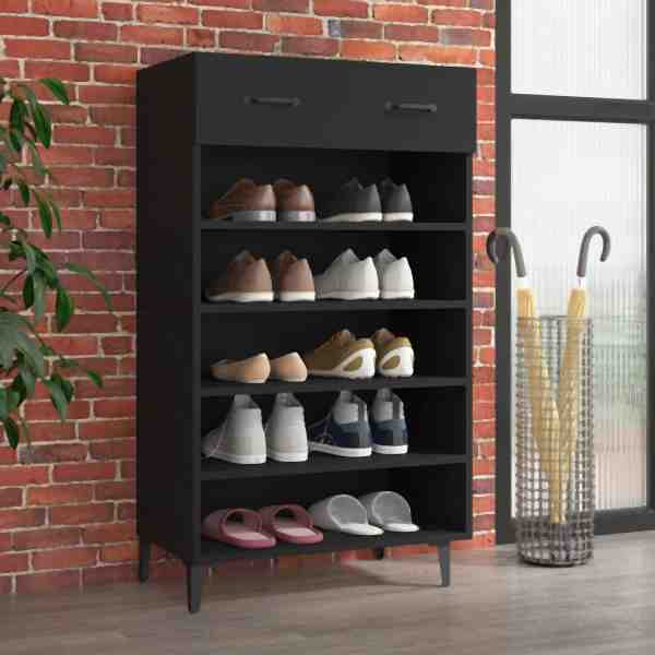 vidaXL Schuhschrank Schwarz 60x35x105 cm Holzwerkstoff, 812790
