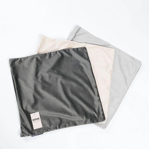 HOME DELUXE Samt Kissenbezug COUSHY mit Kissenfüllung, Grau, 60847