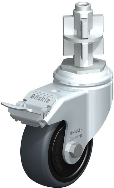 Blickle LKRA-TPA 80K-11-FI-ELS-FK-E17 Apparate-Lenkrolle mit Expander & Feststeller, Thermoplastisches Gummi-Elastomer, Grau, 750756