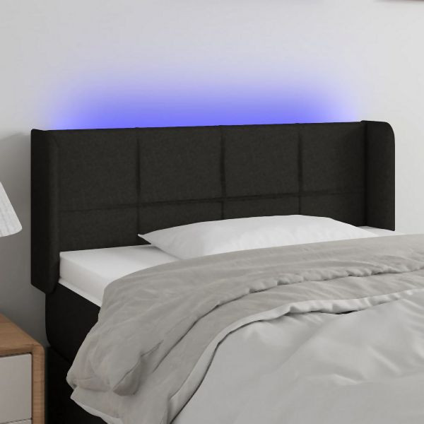 vidaXL LED Kopfteil Schwarz 83x16x78/88 cm Stoff, 3123212