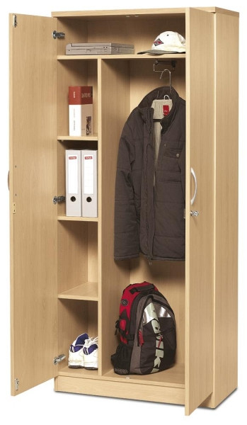 Deskin Garderobenschrank MULTI M, Buchedekor, B 800 x H 1835 x T 420 mm, 258966