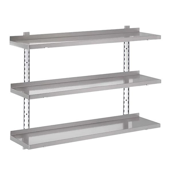 Gastro M Komplettes Regal 3 Ebenen 120x40cm - Komplettes Montageset (ohne Schrauben), HZ755