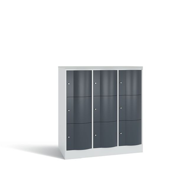 C+P XL-Schließfachschrank Resisto,9 Fächer,H1255B1148T640mm,Grau/Anthrazit/DBSHellgrau, 8573-373 S10124